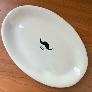 Rae Dunn HIS Black Mustache Oval Plate Artisan Collection by Magenta Excellent